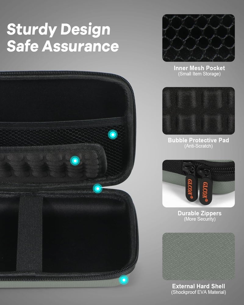 GLCON Gray-Green Hard Shell Carrying Case for External Hard Drive, Hard Disk, Power Bank, Charger, Cable, Cell Phone, Electronic Accessories - Larger Capacity Storage Pouch Shockproof Travel Case Bag - Image 4